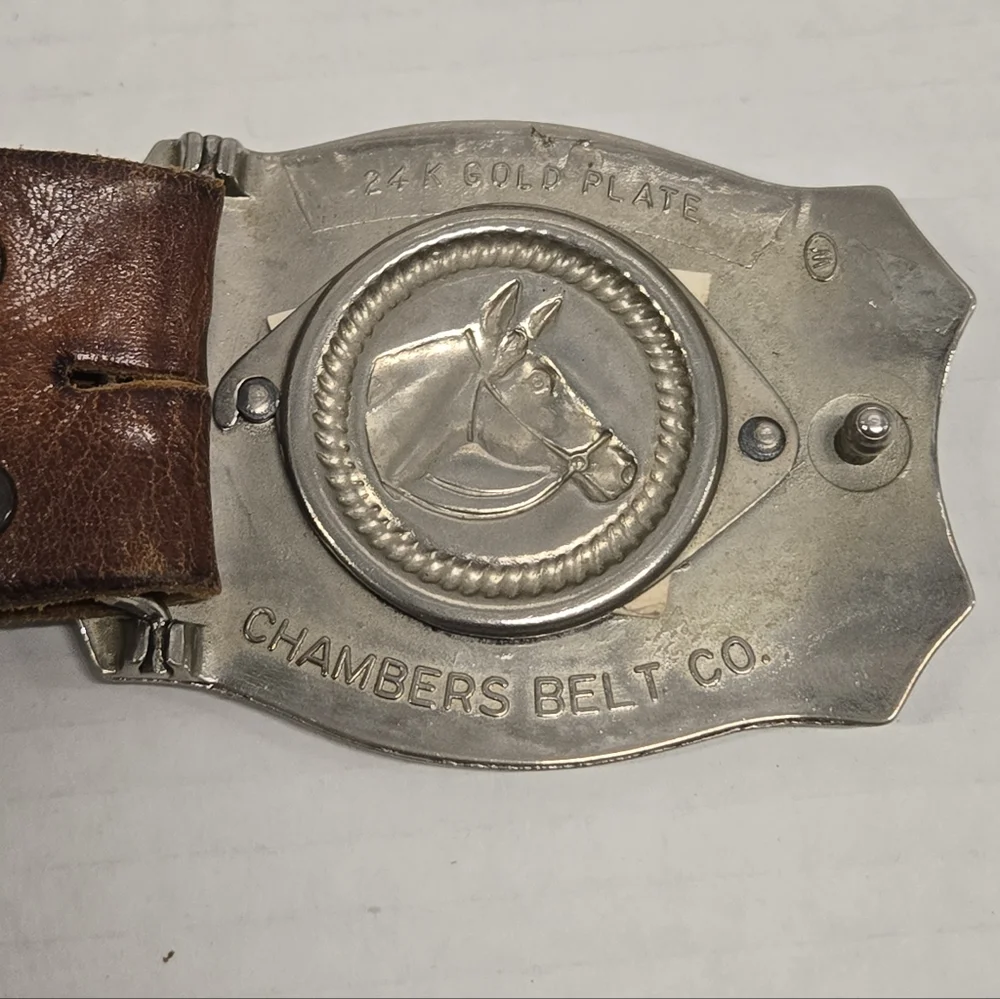 Vintage Belt Buckle w/ 1900 Morgan Silver Plated Dollar by‎ Chambers Belt Co.